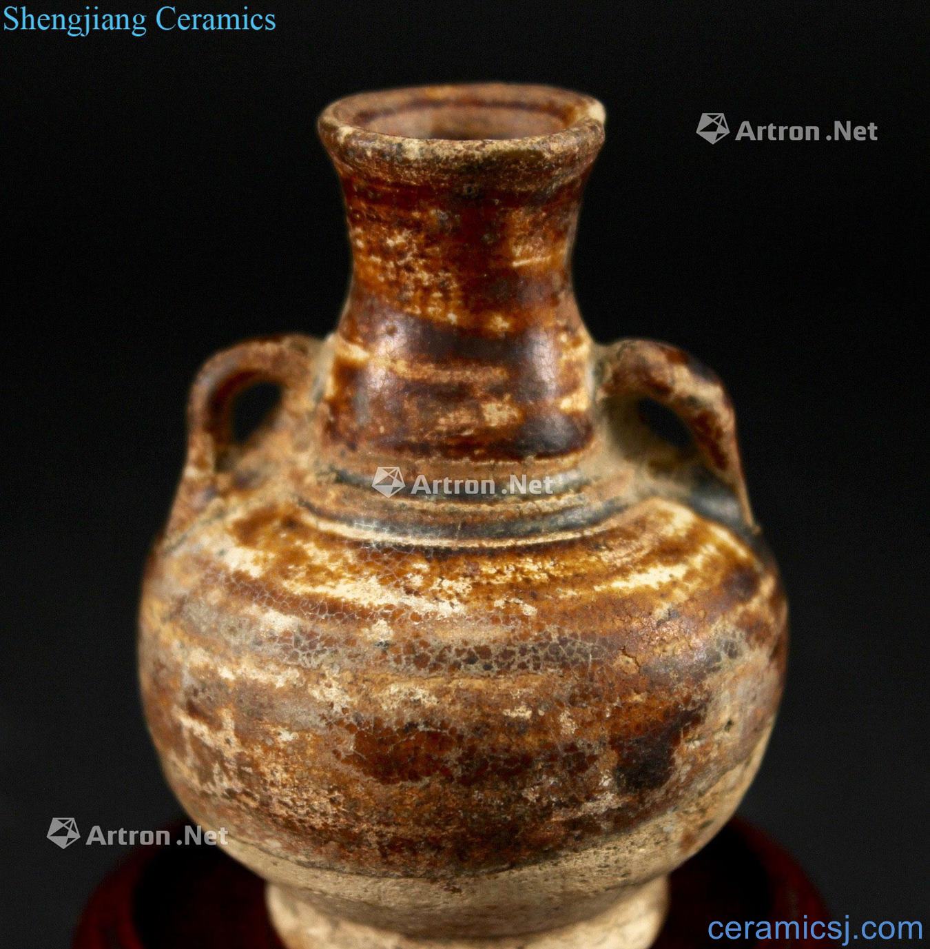 The song dynasty Zijin glaze ears canister
