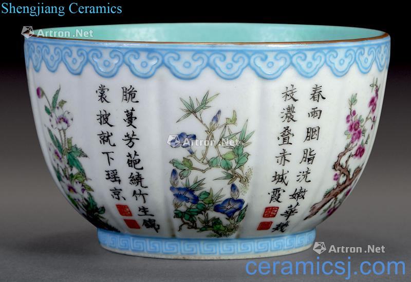 Clear pastel flowers poetry bowl