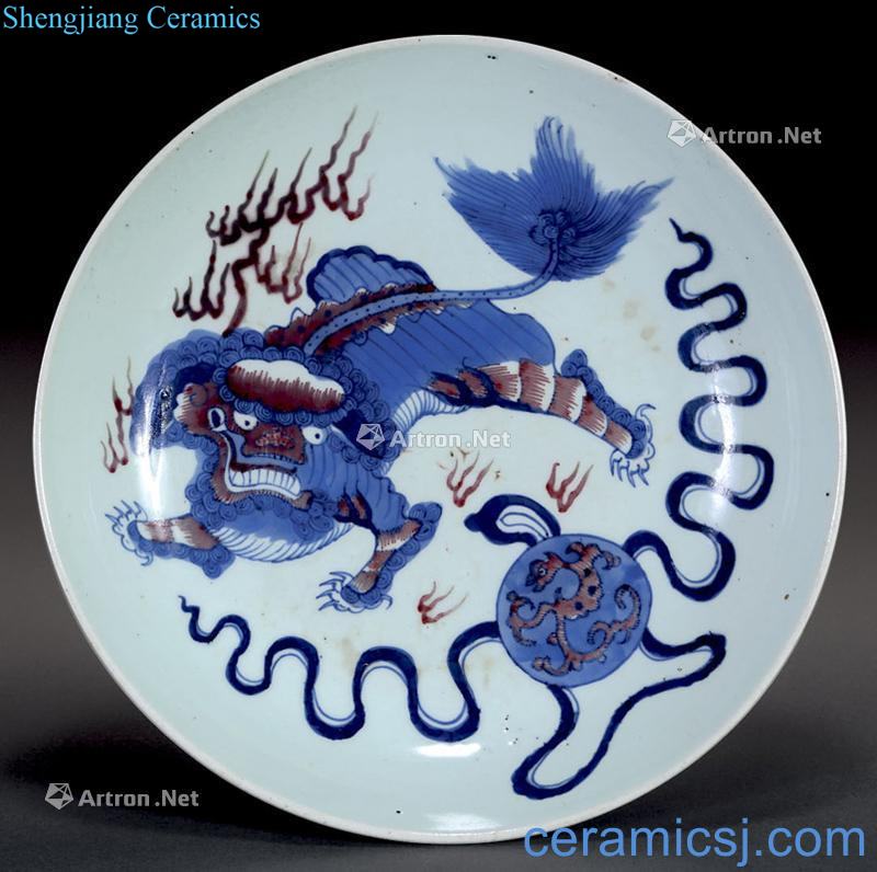 The qing emperor kangxi Blue and purple lion tray