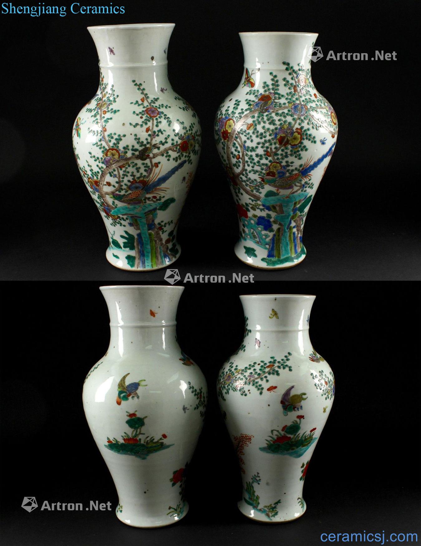 Qing guangxu Colorful flowers and birds grain bottle (a)