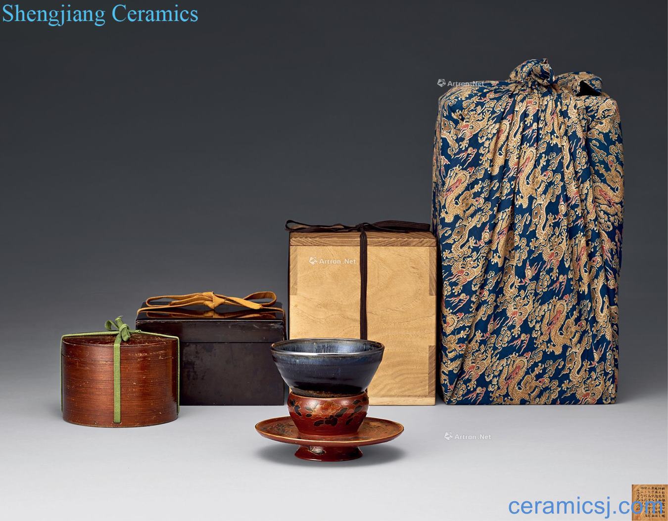 The song dynasty To build kilns black glaze temmoku tea light Even the colour peony grains light