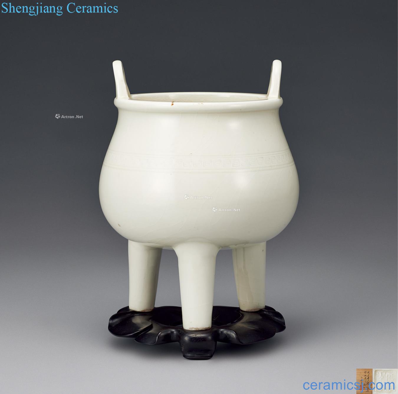 Ming White porcelain three-legged ears incense burner