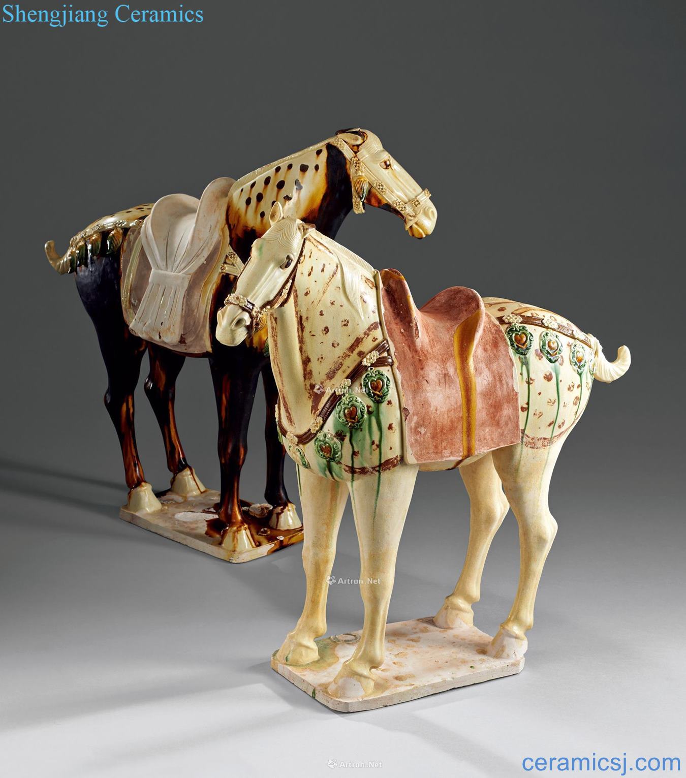 Tang three-color horse, craft to three-color glaze horses
