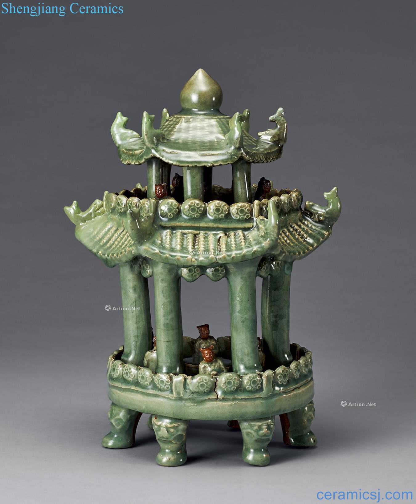 Ming Longquan celadon pavilions