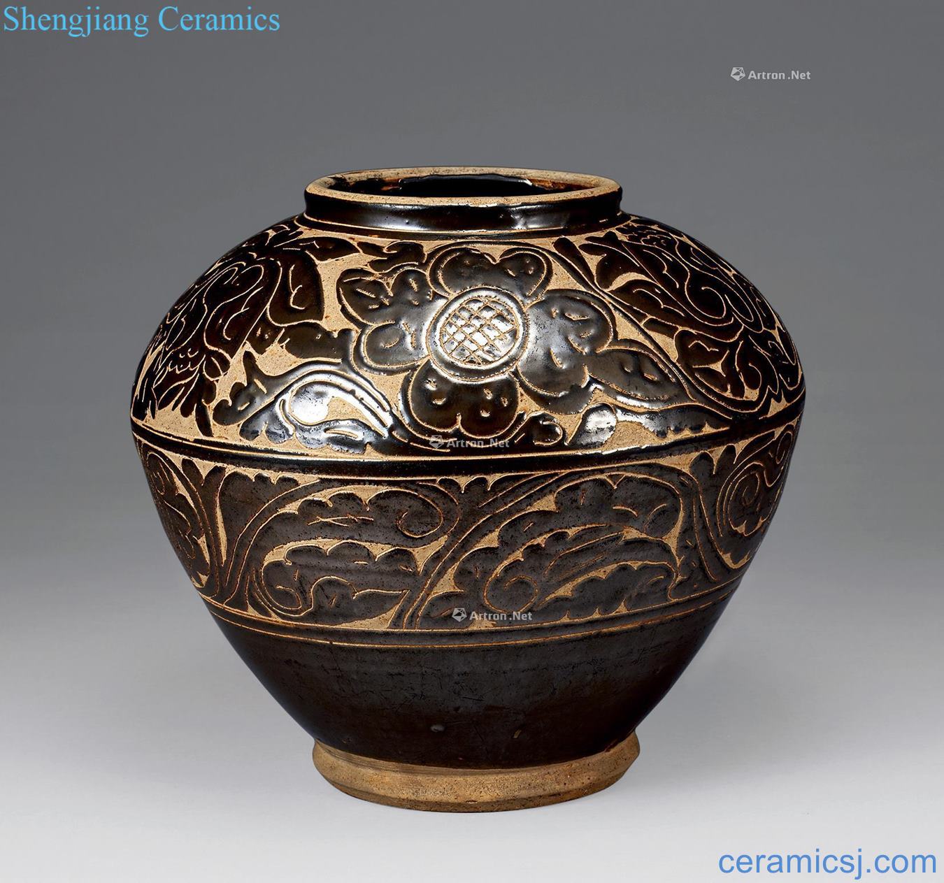 Song magnetic state kiln carved flower grain tank