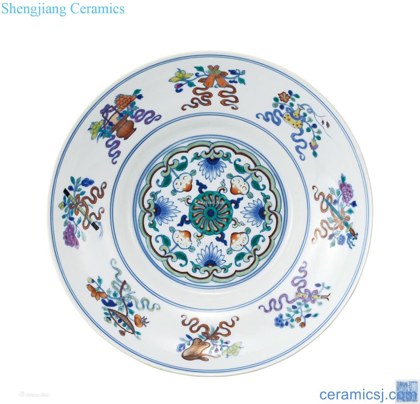 Qing qianlong color dark fights the eight immortals flower tattoos or bowl