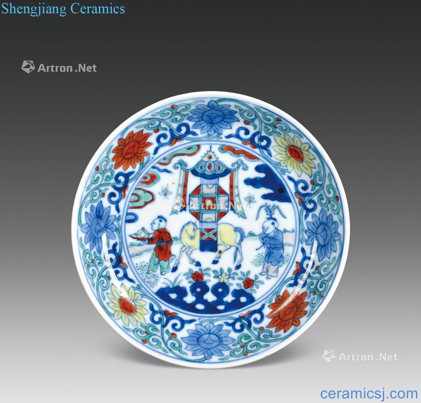 Stories of qing qianlong bucket color tray