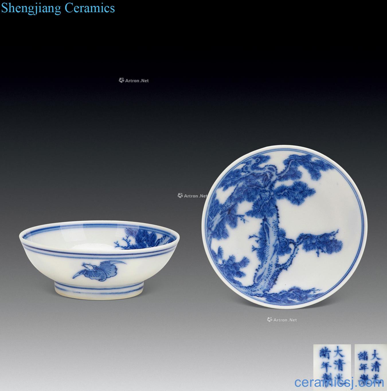 Qing guangxu Blue and white pine lines dab of (a)