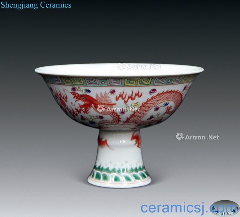 Clear pastel longfeng grain footed bowl
