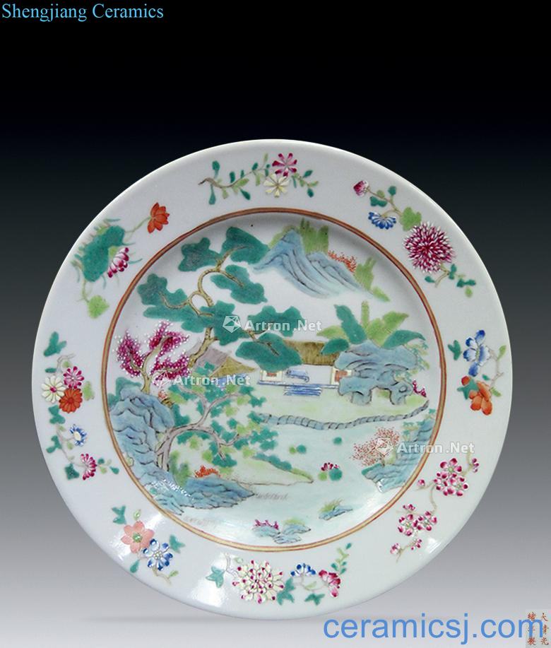 Pastel landscape reign of qing emperor guangxu disc