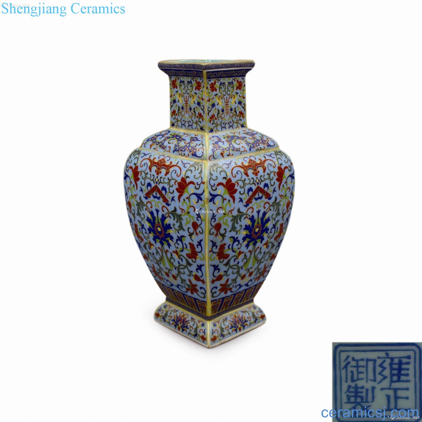 Yongzheng drive makes colorful flower grain square bottles