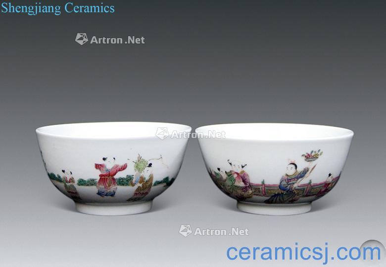 Clear pastel child figure characters bowl (a)