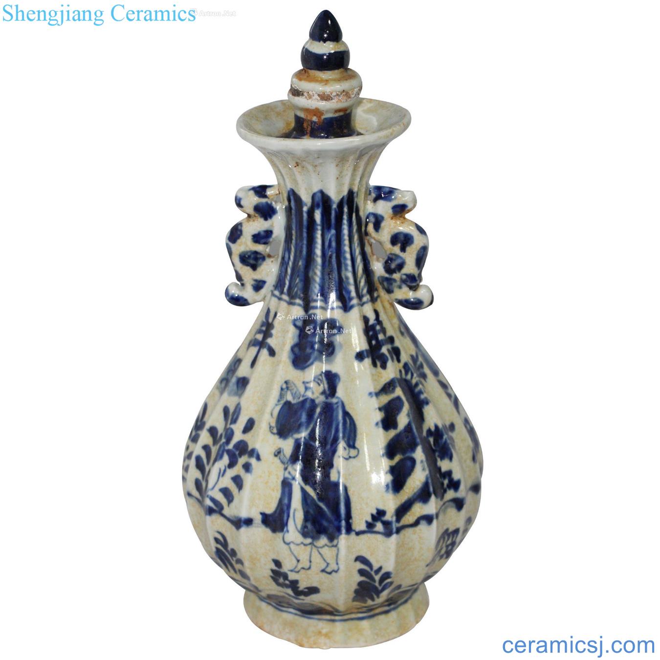 The yuan dynasty blue and white melon leng okho spring bottle