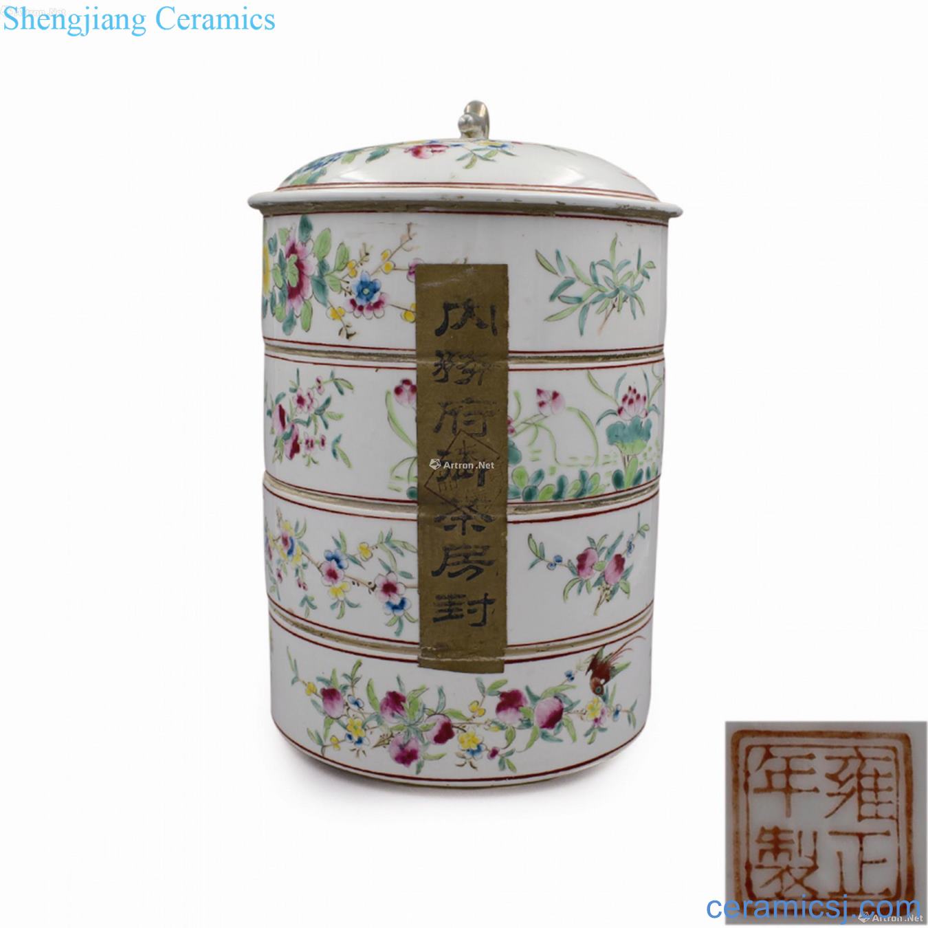 Yongzheng year colored enamel caddy