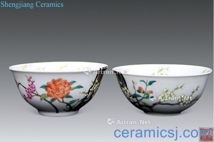 Qing qianlong pastel flower wall bowl (a)
