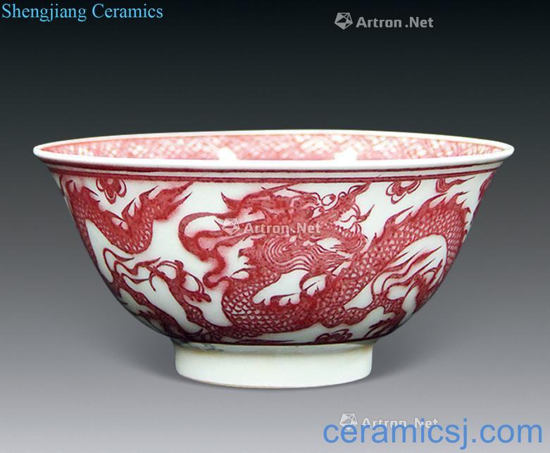 yuan Flower bowl youligong red dragon grain