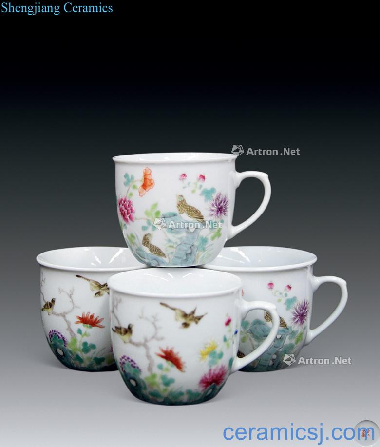 Powder enamel cup (a set of two pairs of)