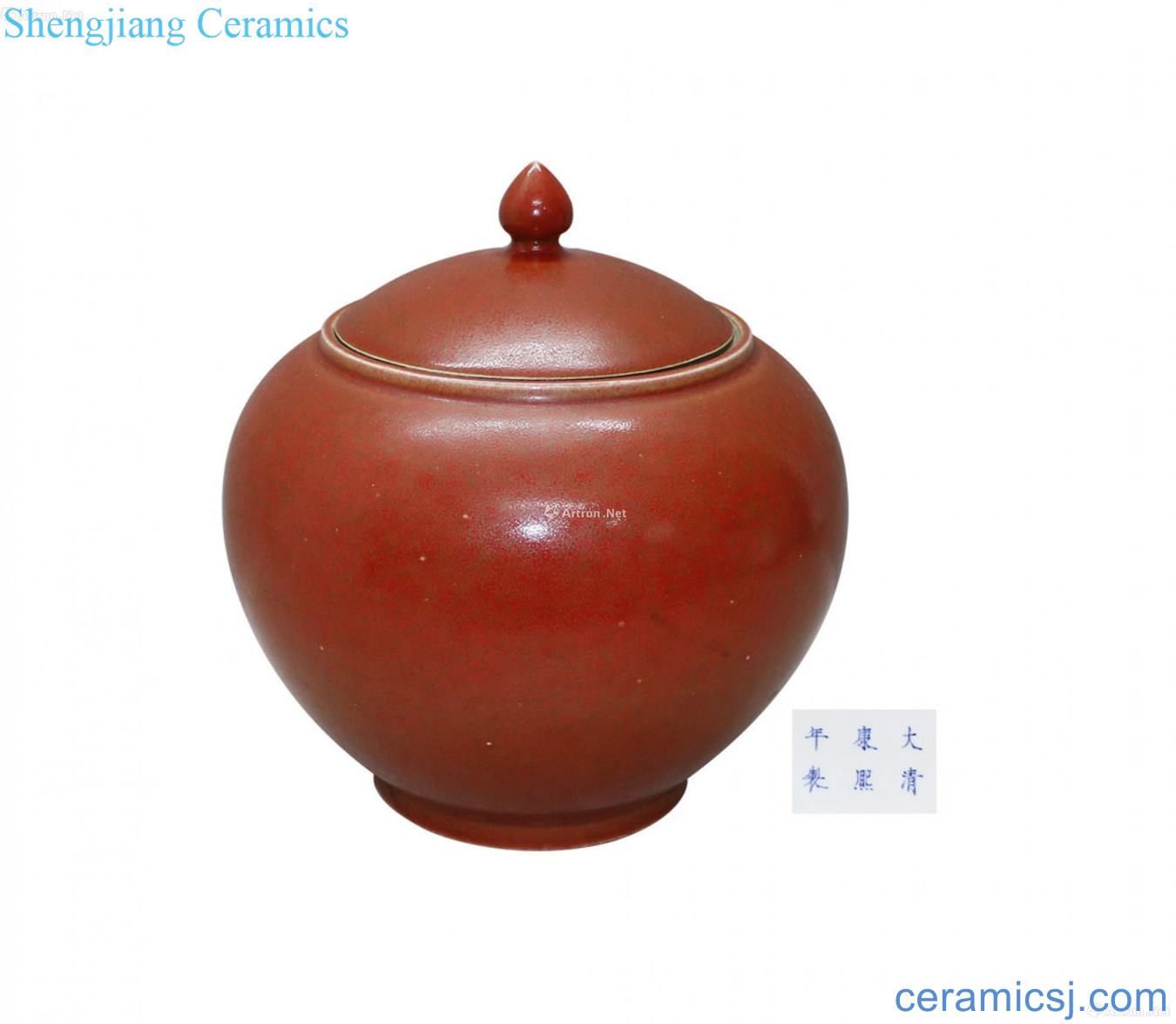 Copper red glaze cover pot