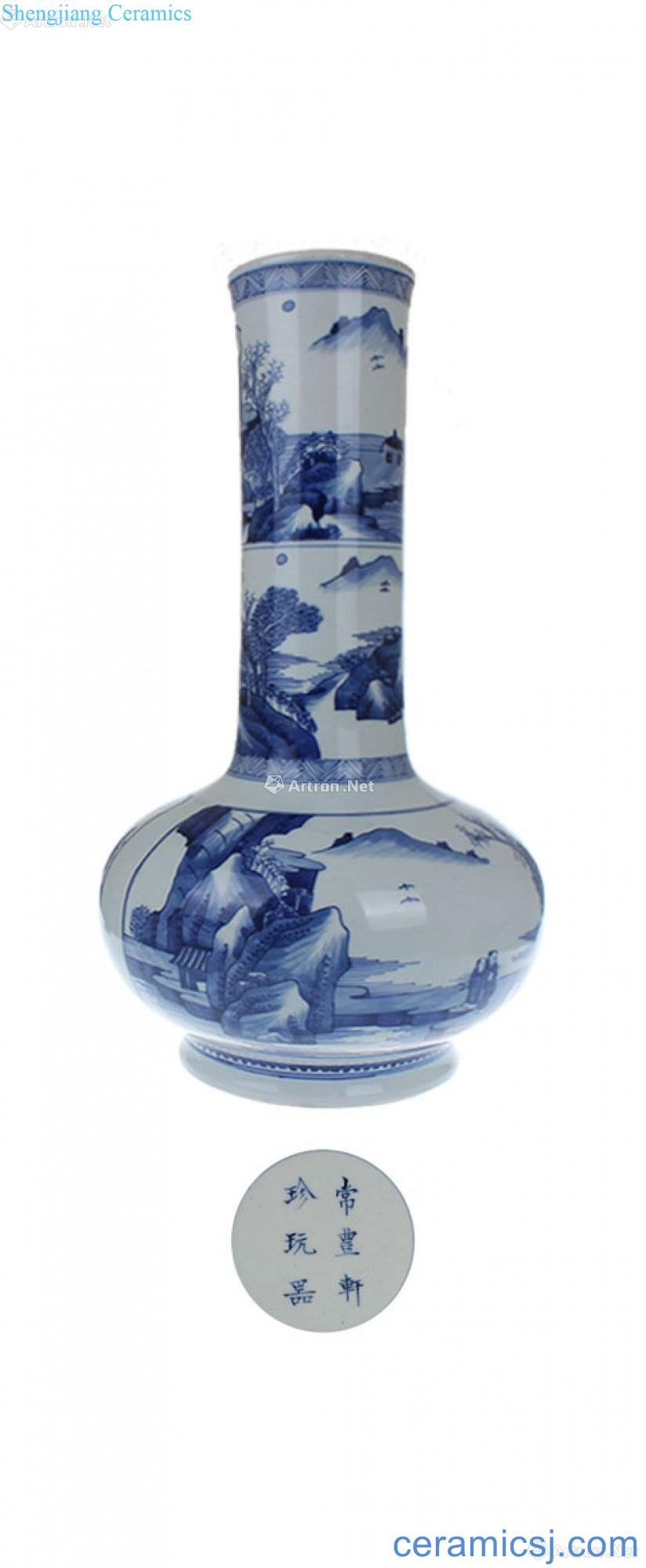The flask Chang Fengxuan designs of blue and white landscape characters