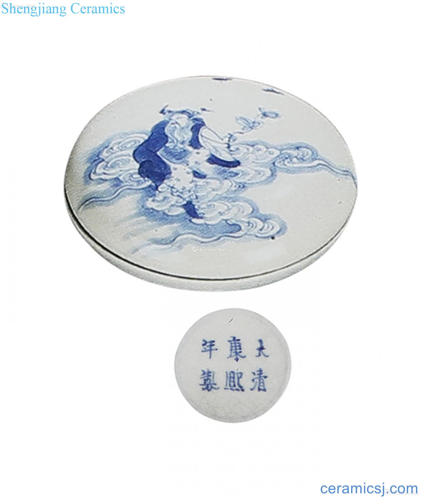The qing emperor kangxi years Plasma blue and white wook tire seal box from continent