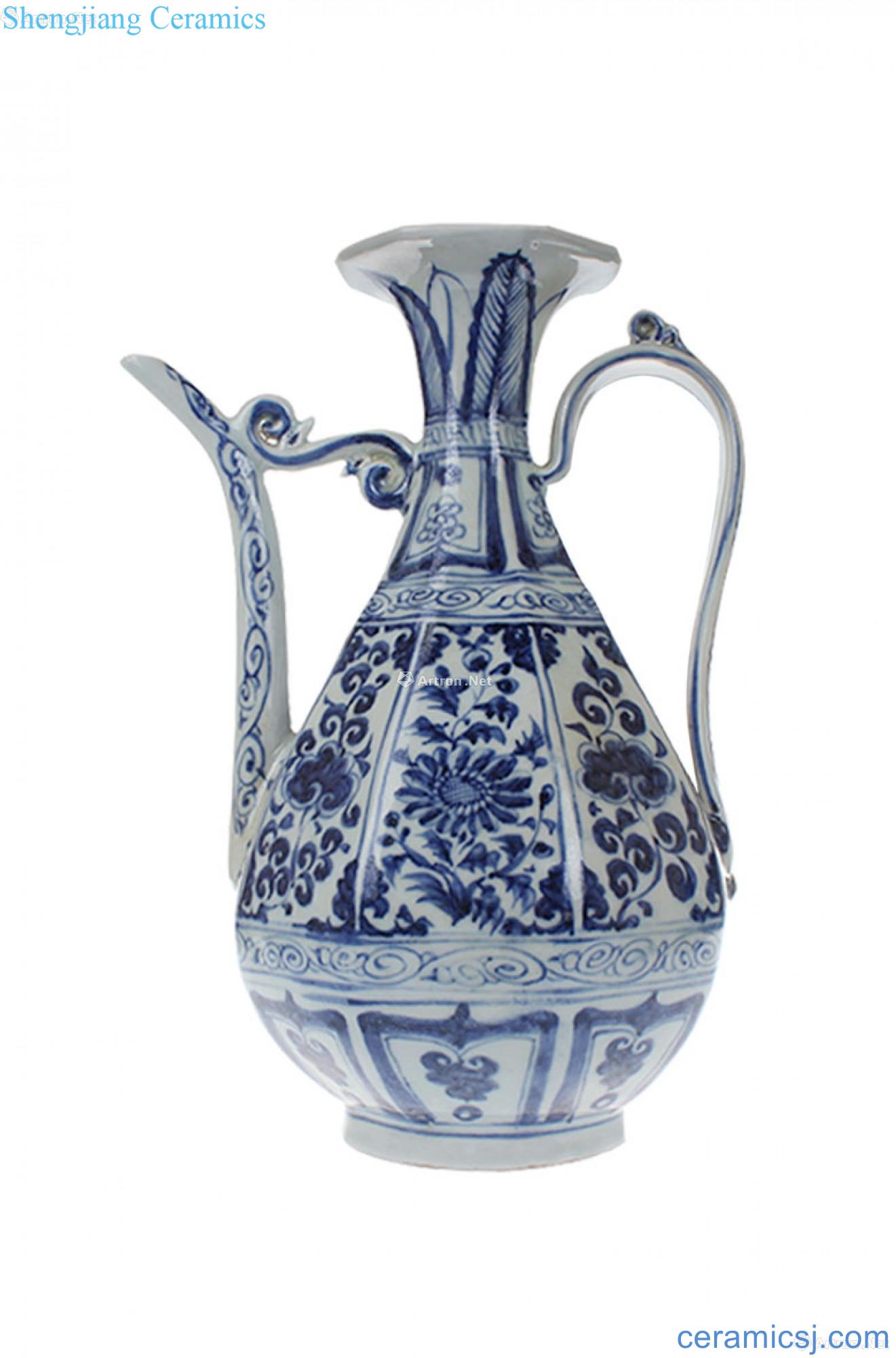 Eight ewer fang yuan blue and white