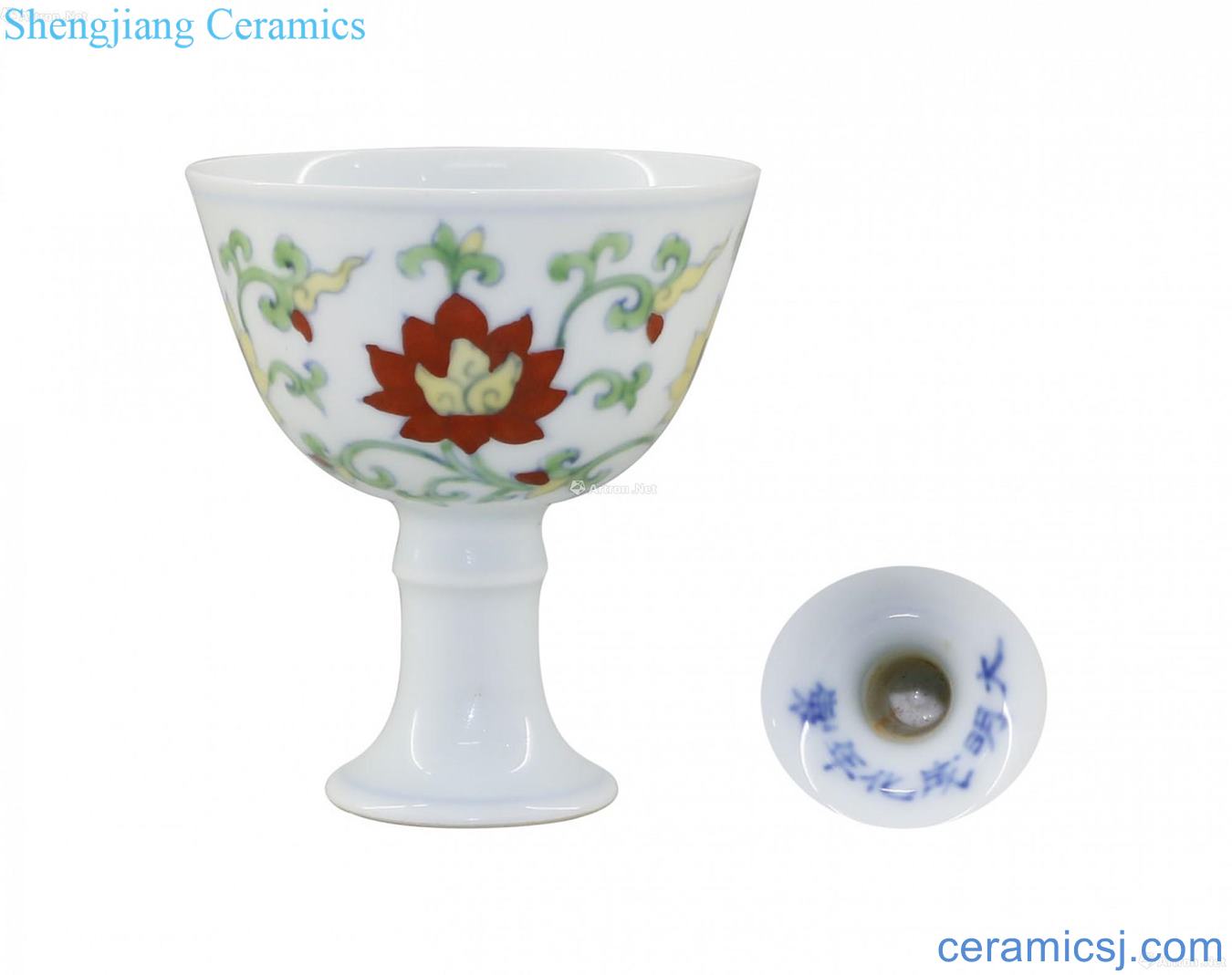 Bucket color lotus flower grain footed cup
