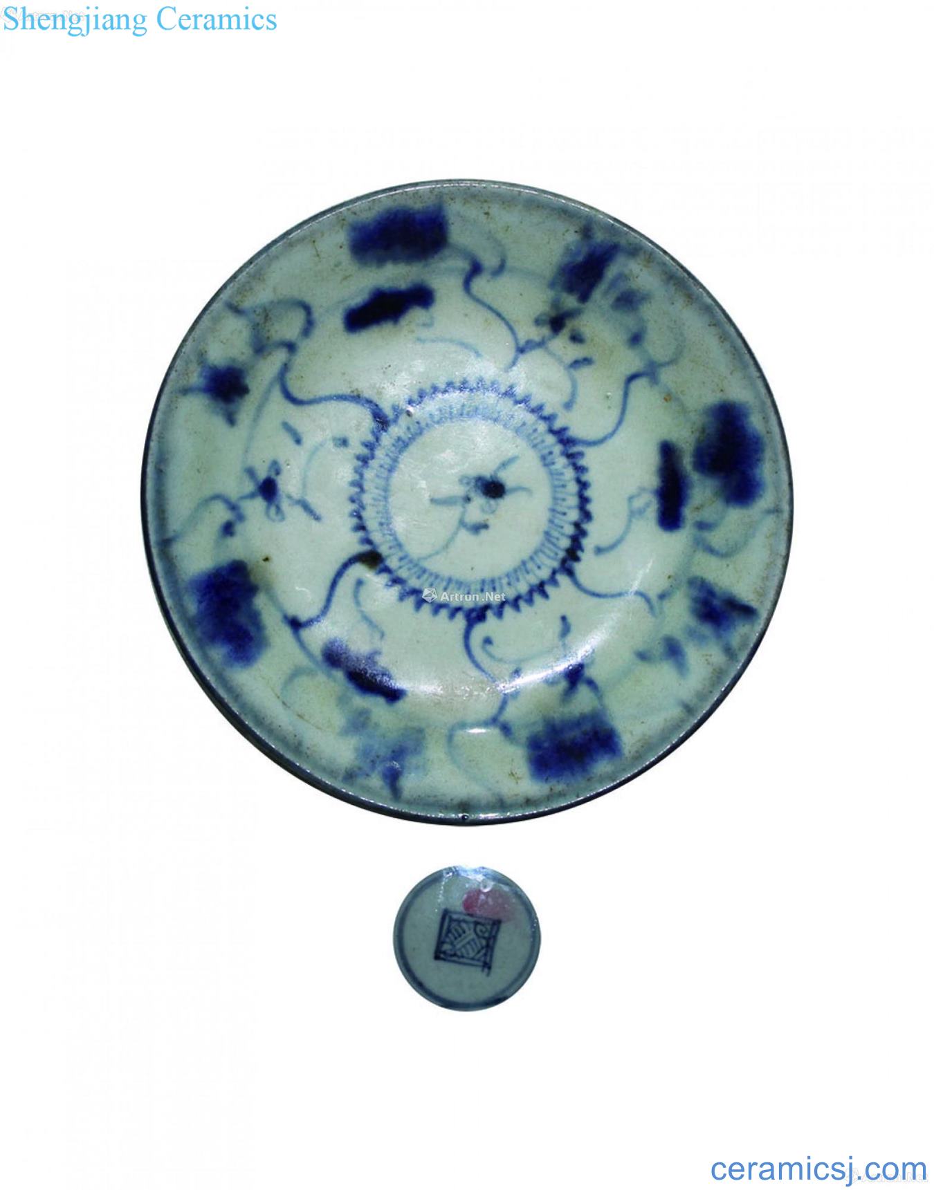 Blue and white ganoderma lucidum tray