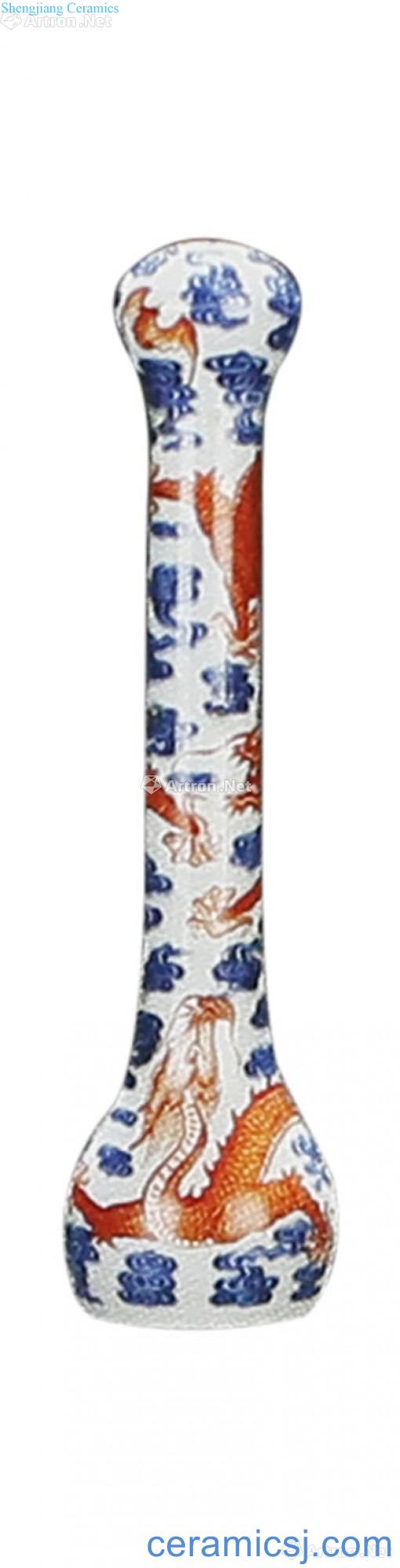 Blue and white alum red dragon grain pens