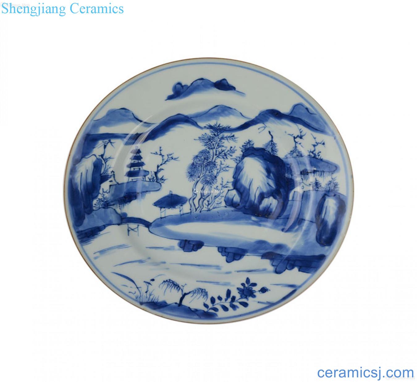 Blue and white landscape tray