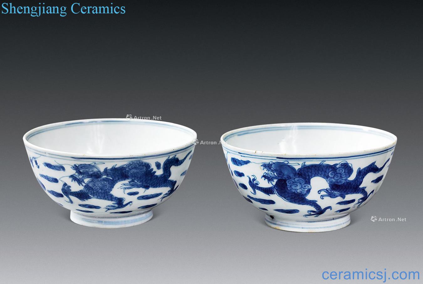 Early in the morning Blue and white dragon bowl (a)