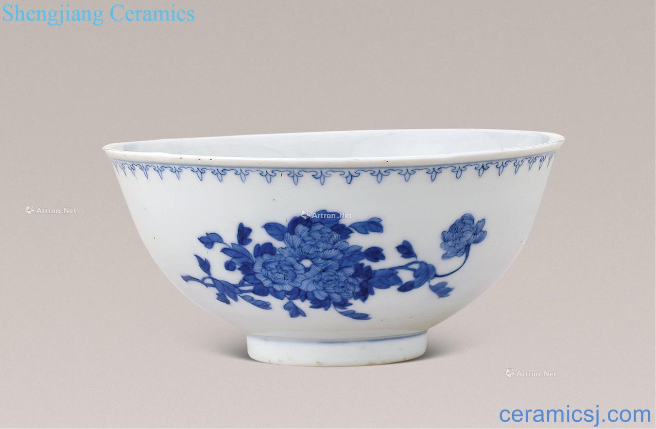 Qing guangxu Blue and white flower green-splashed bowls