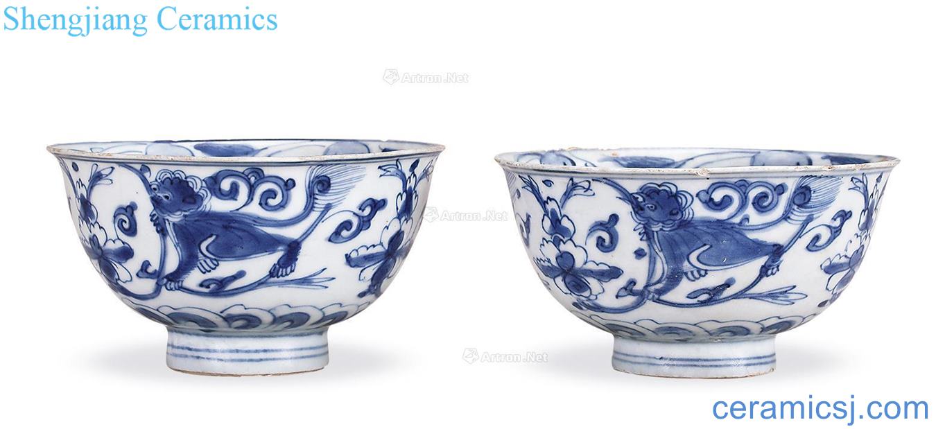 Ming jiajing Blue and white benevolent green-splashed bowls (a)