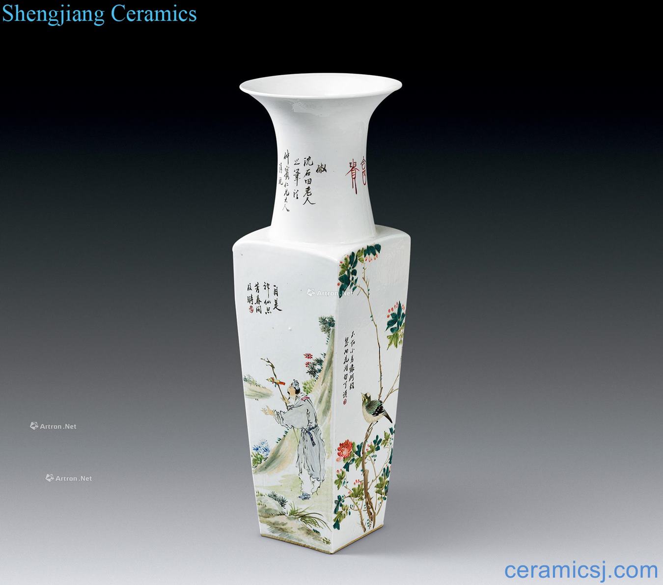 Pastel characters in the qing dynasty garden flowers day place large bottle