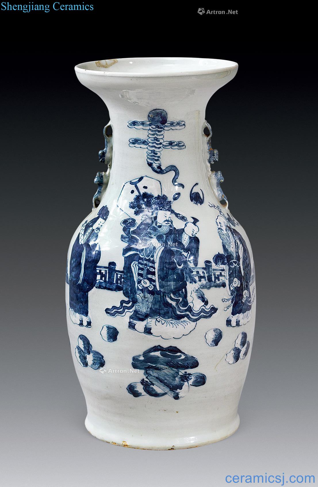 In the qing dynasty Blue and white samsung double ears