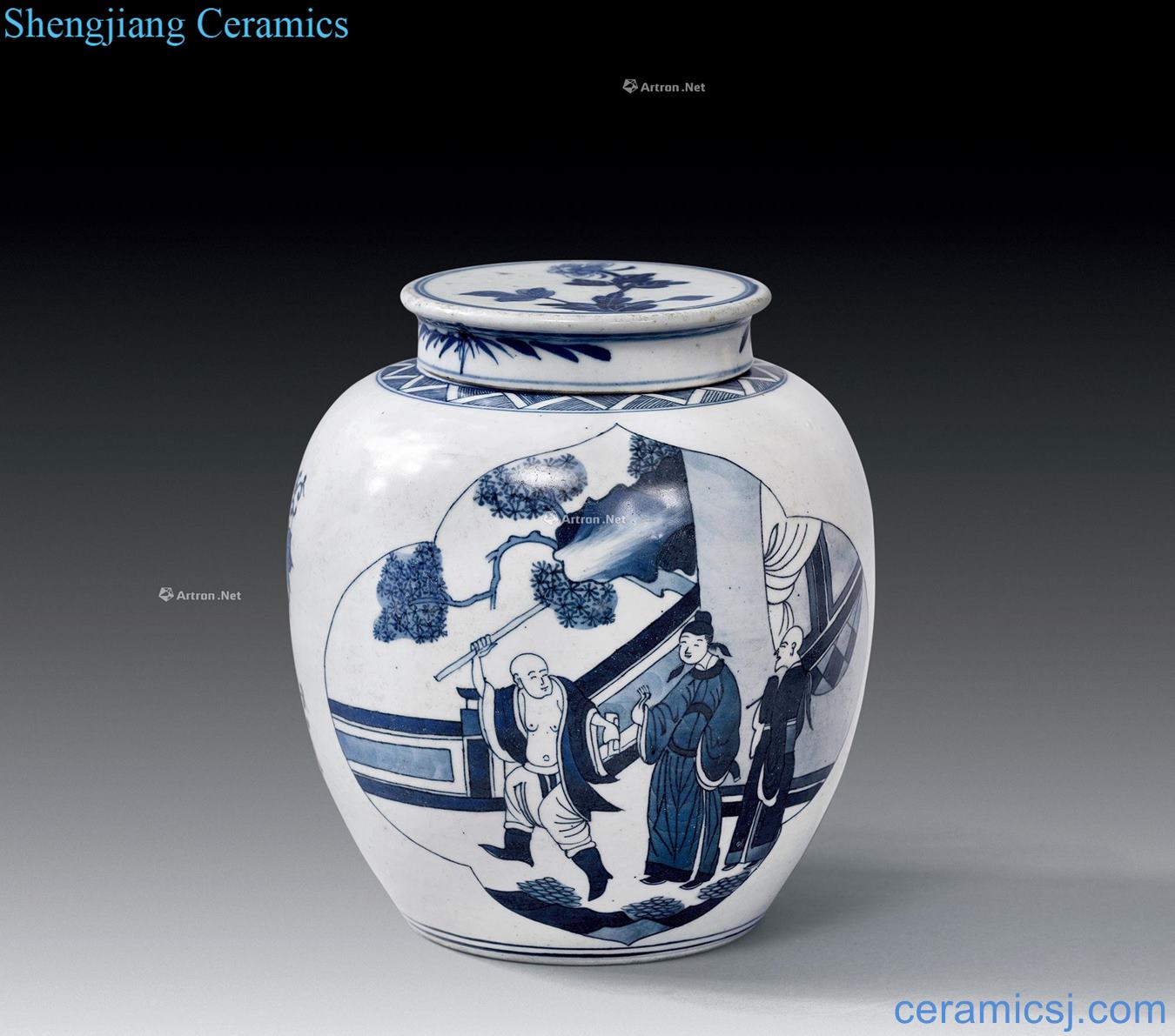 Qing dynasty blue and white far west chamber grain tank