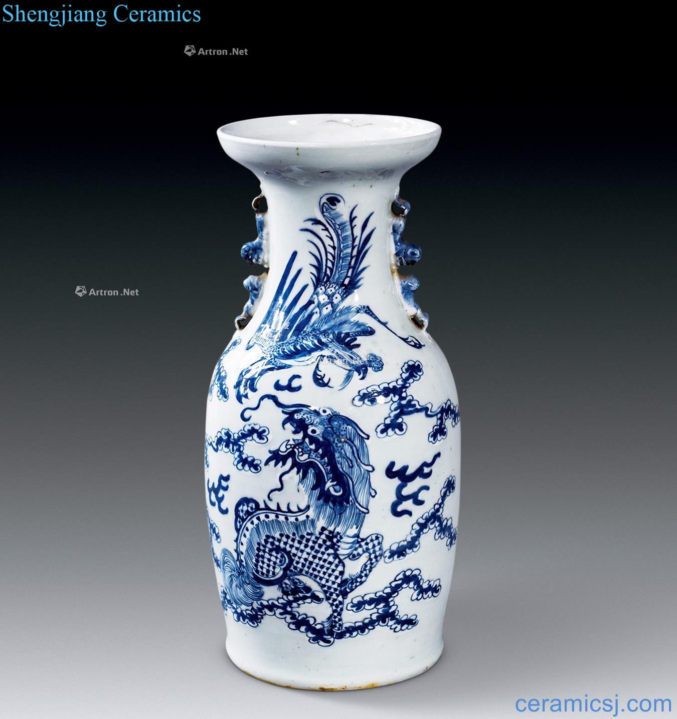 In the qing dynasty Blue and white kylin grain double ears