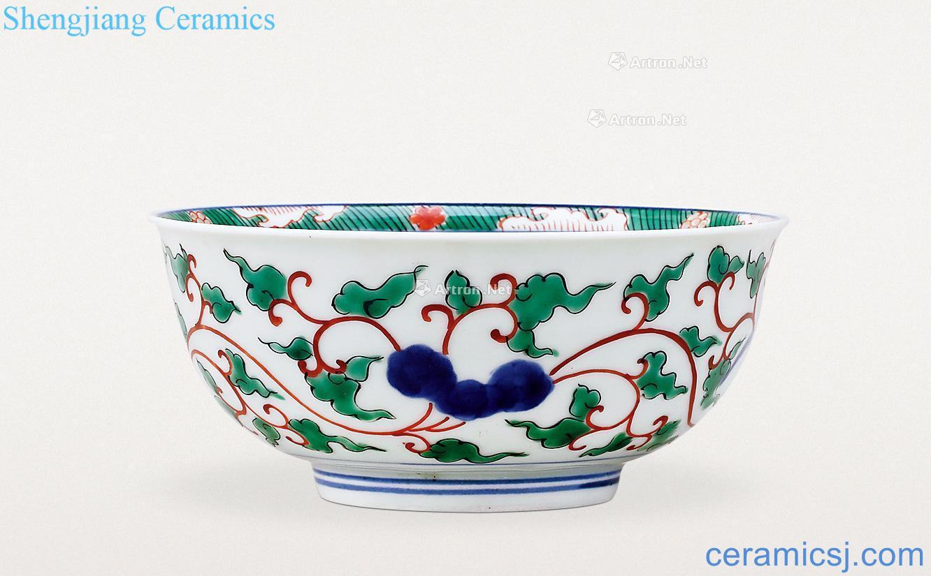 Ming Blue and white color branches benevolent green-splashed bowls
