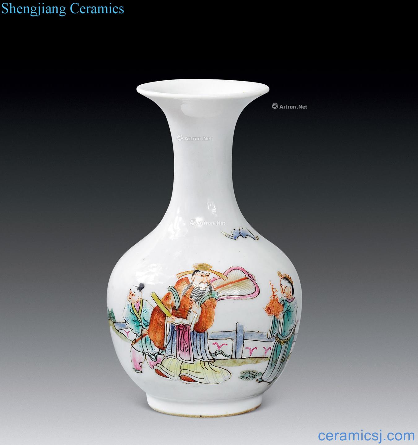 Pastel characters in the qing dynasty grain small bottle