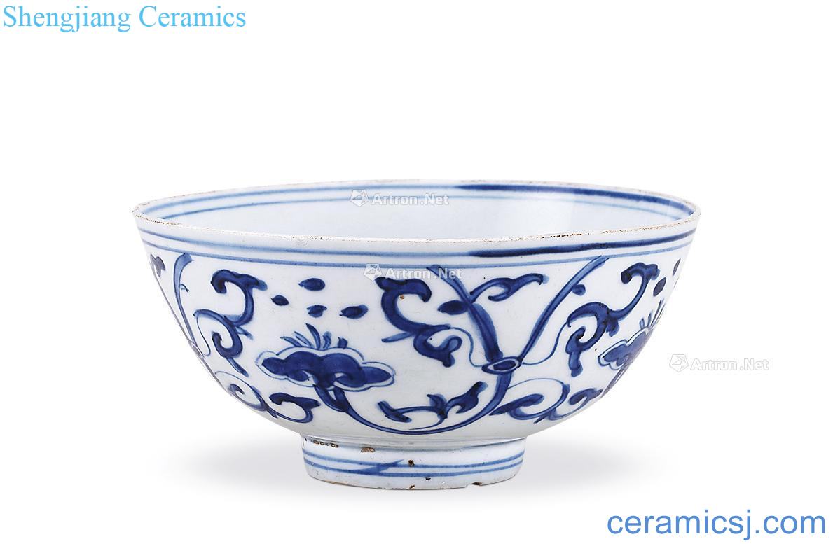 Ming jiajing Blue and white ruyi green-splashed bowls