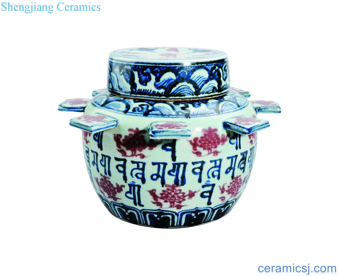 Ming blue and white youligong Sanskrit flowers wen ji tank
