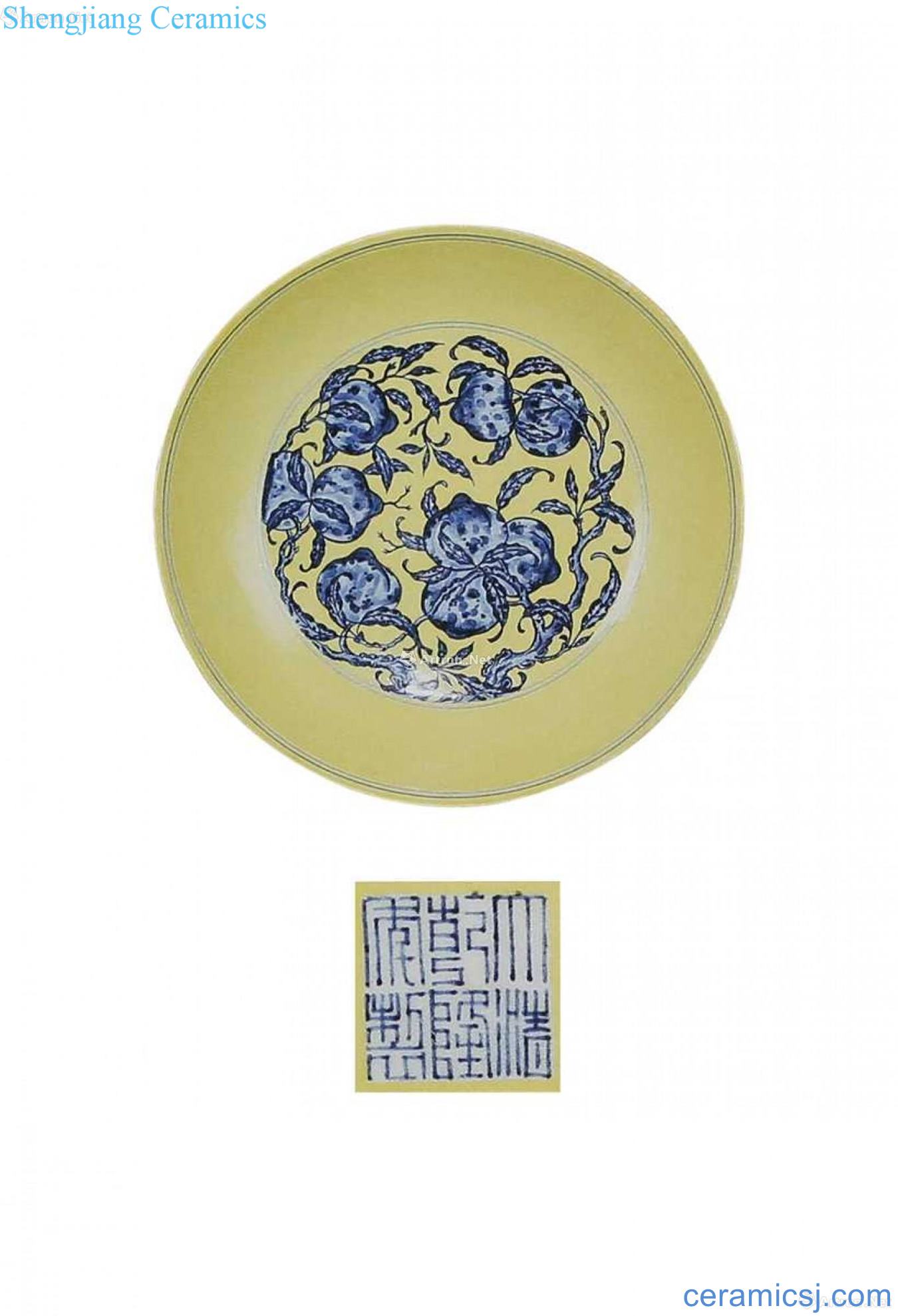 Lemon yellow, blue and white nine disc