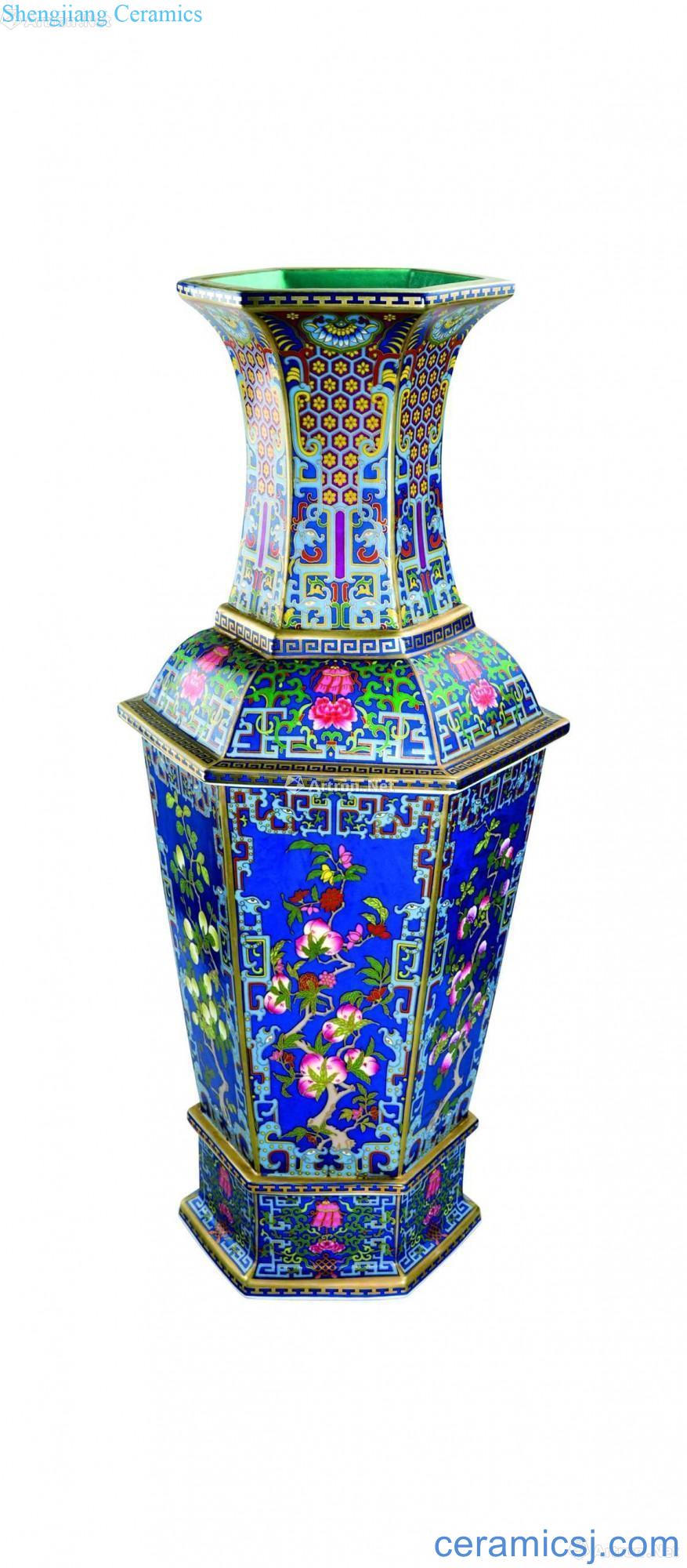 The colour painted enamel flower GuWen vase