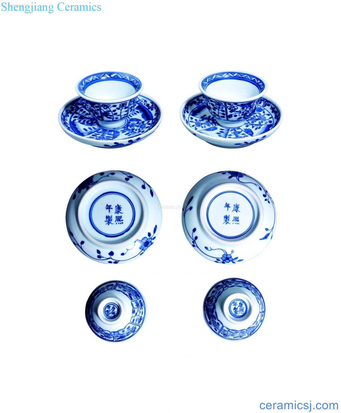 Blue and white flower grain lamp cup (2 sets)