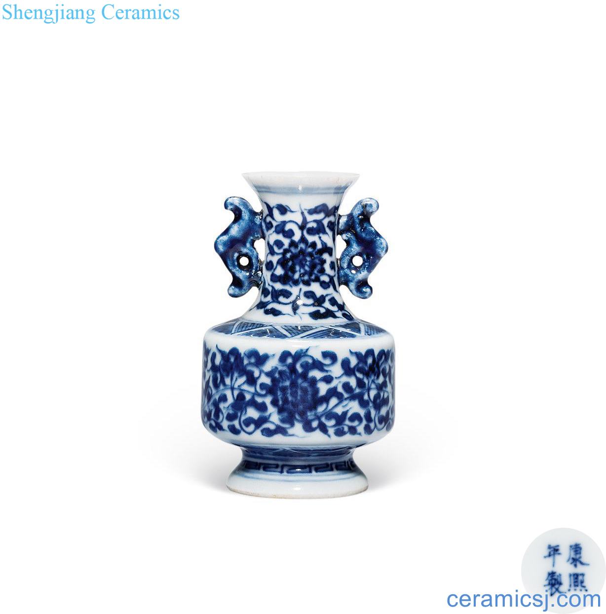 qing Blue and white tie up branch floral print small bottle (a)