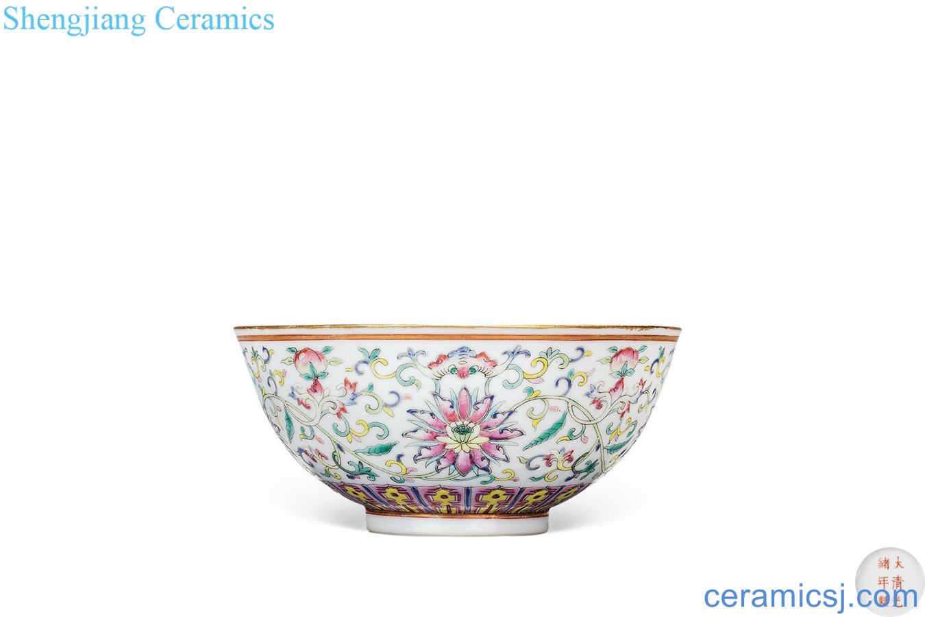Pastel reign of qing emperor guangxu live flowers green-splashed bowls