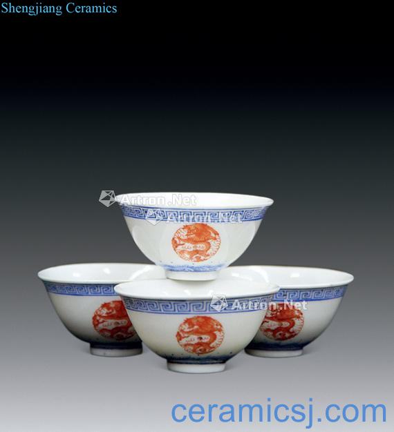 Qing guangxu Blue and white youligong small cup (four)