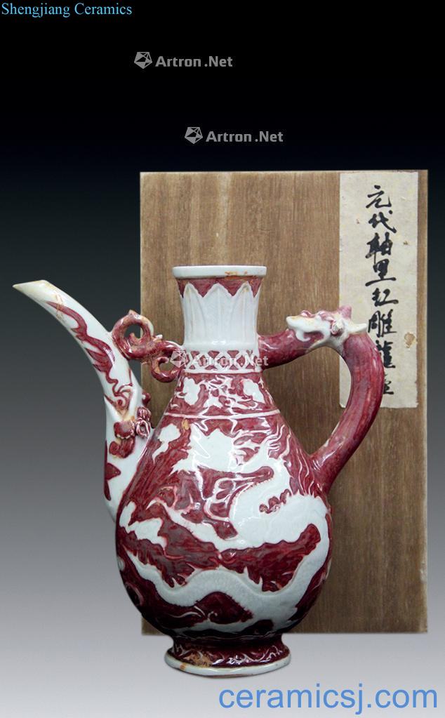 yuan Youligong carved dragon pot