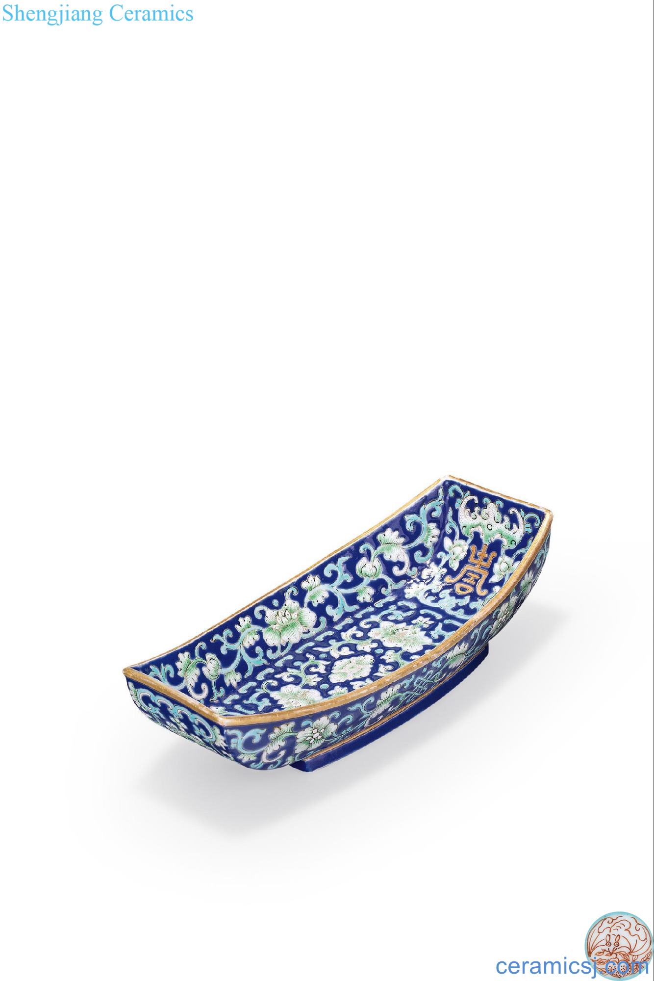 Mid qing Blue and pastel live grain tea boat