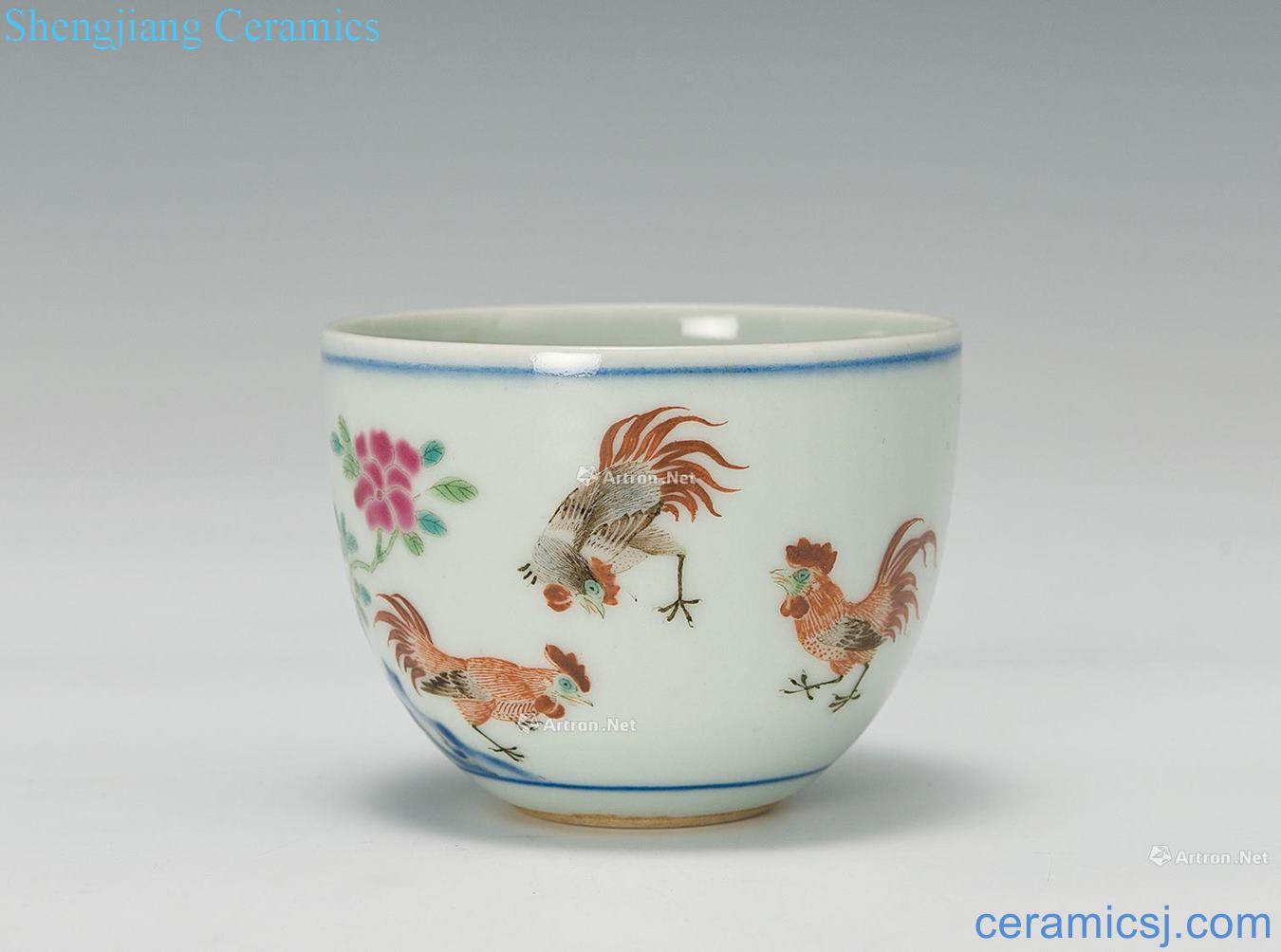 Colorful chicken, 18th century cup
