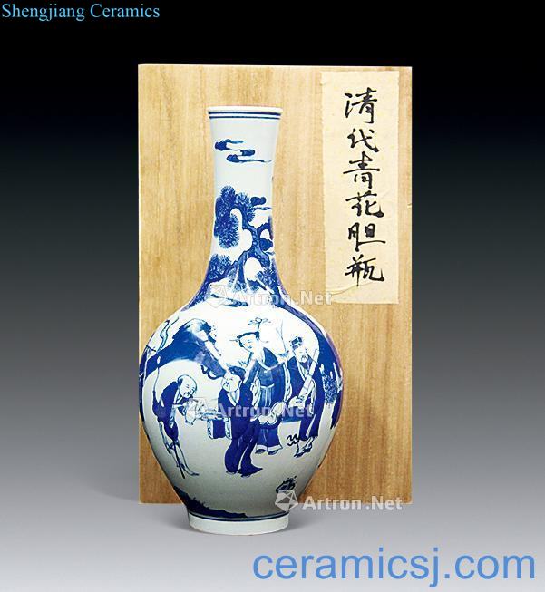 Qing dynasty blue and white characters gall bladder